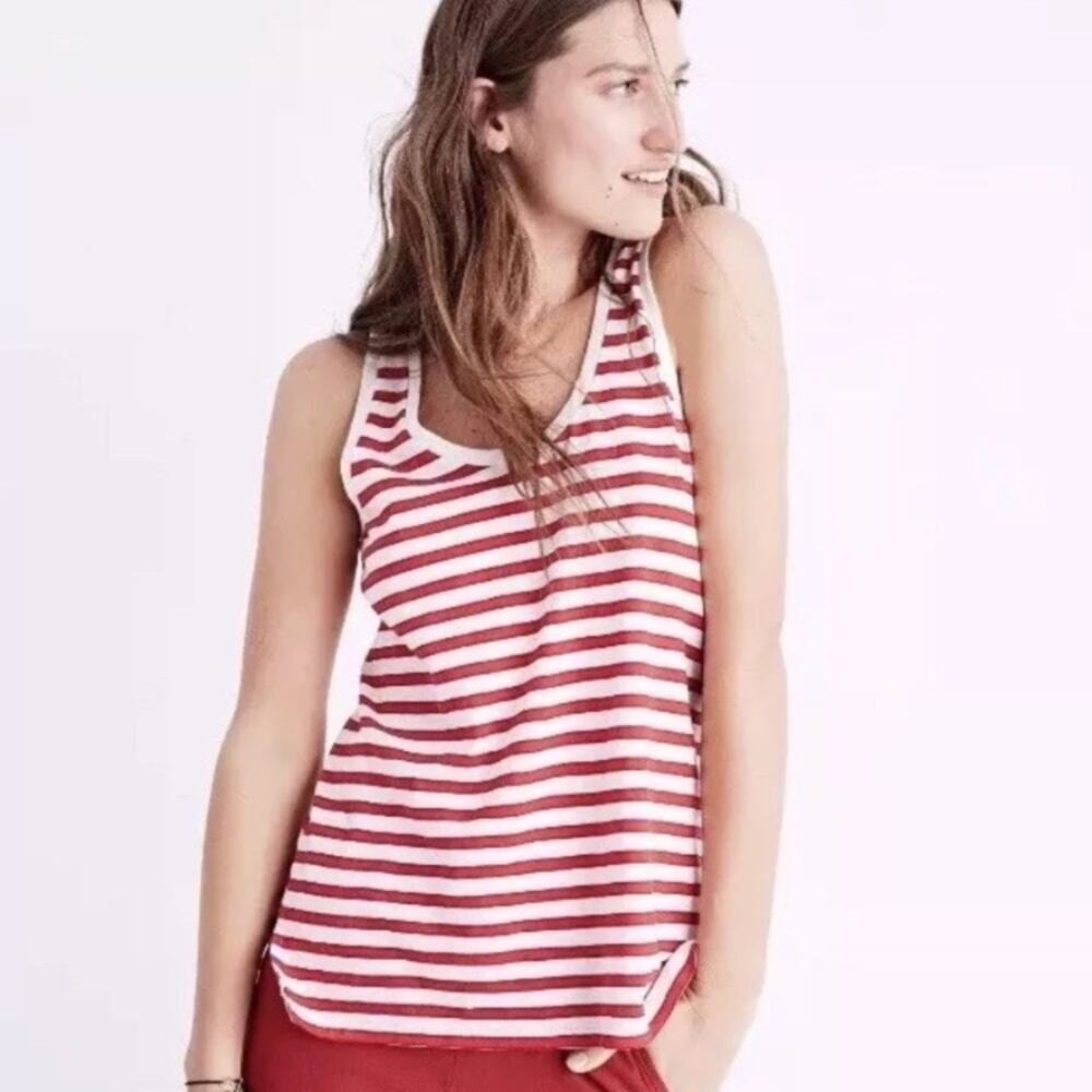 Madewell Suzi Swing Red And White Striped Tank